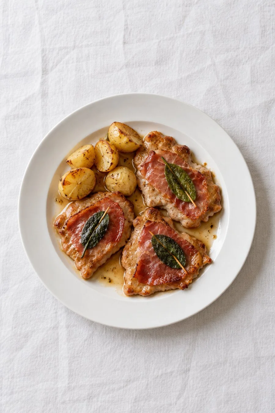 Saltimbocca alla romana with potatoes
